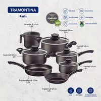 Jogo de Panelas Tramontina Paris em Alumínio com Revestimento Interno e Externo Antiaderente Starflon Max Chumbo 7 Peças