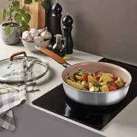 Jogo de Panelas Tramontina Romagna em Aço Inox e Alumínio com Revestimento Interno Cerâmico Marfim 4 peças
