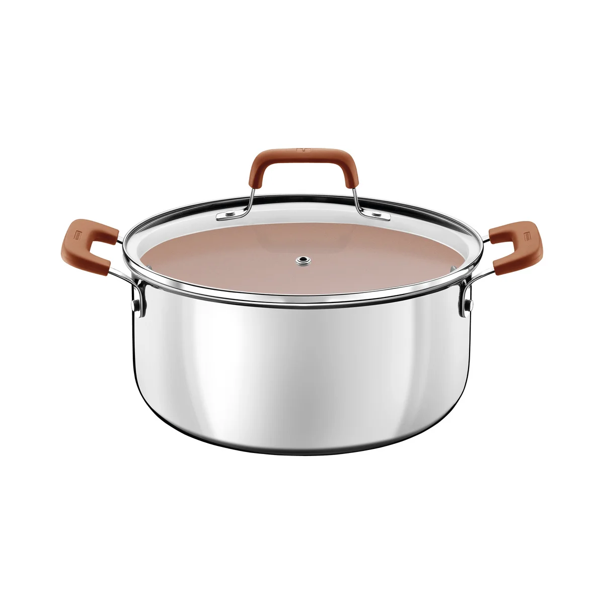 Jogo de Panelas Tramontina Romagna em Aço Inox e Alumínio com Revestimento Interno Cerâmico Marfim 4 peças
