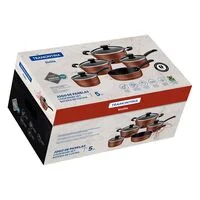 Jogo de Panelas Tramontina Sicília em Alumínio com Revestimento Interno e Externo em Antiaderente Starflon Excellent Bronze 05 Peças