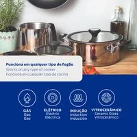 Jogo de Panelas Tramontina Solar Silicone em Aço Inox com Fundo Triplo 5 Peças