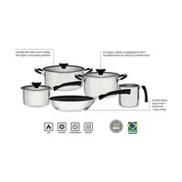 Jogo de Panelas Tramontina Solar Silicone em Aço Inox com Fundo Triplo 5 Peças