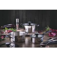 Jogo de Panelas Tramontina Solar Silicone em Aço Inox com Fundo Triplo 5 Peças