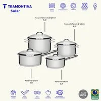 Jogo de Panelas Tramontina Solar em Aço Inox com Fundo Triplo 4 Peças