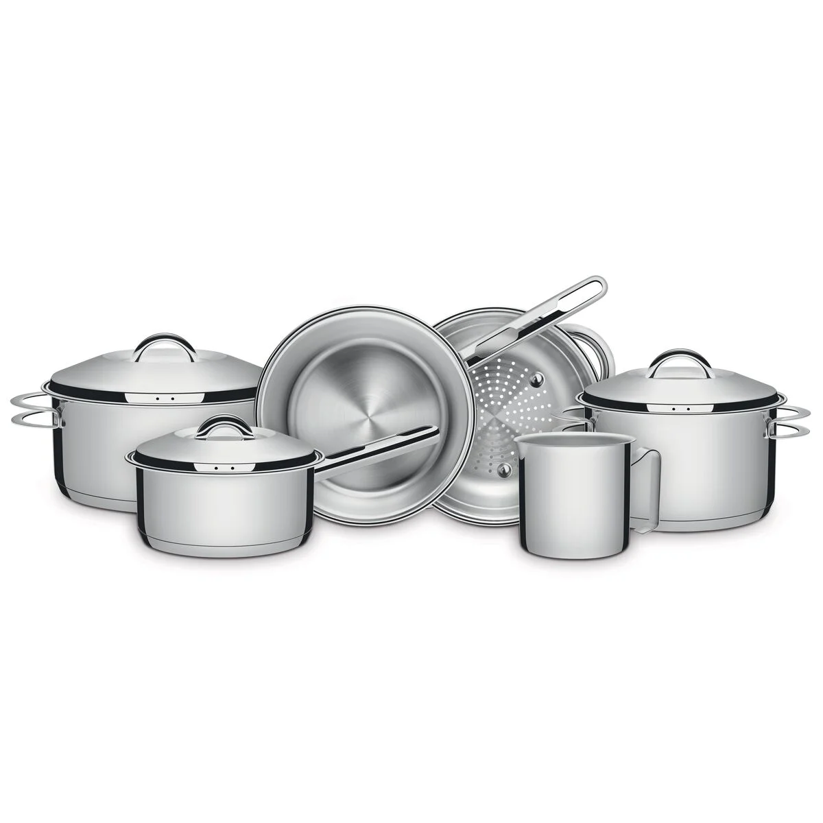 Kit Panelas Tramontina Solar Inox Fundo Triplo com Panela de Pressão 6L 7 Peças