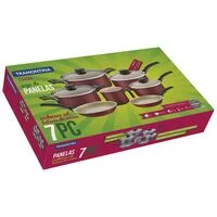 Jogo de Panelas Tramontina Turim em Alumínio com Revestimento Interno e Externo em Antiaderente Starflon Max Vermelho 7 Peças