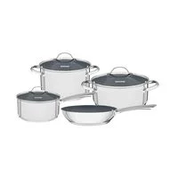 Jogo de Panelas Tramontina Una Ceramic em Aço Inox Fundo Triplo com Revestimento Interno Cerâmico Grafite 4 Peças