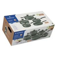Jogo de Panelas Tramontina Veronese em Alumínio Reciclado com Revestimento Interno Cerâmico e Externo Siliconado Verde 5 Peças