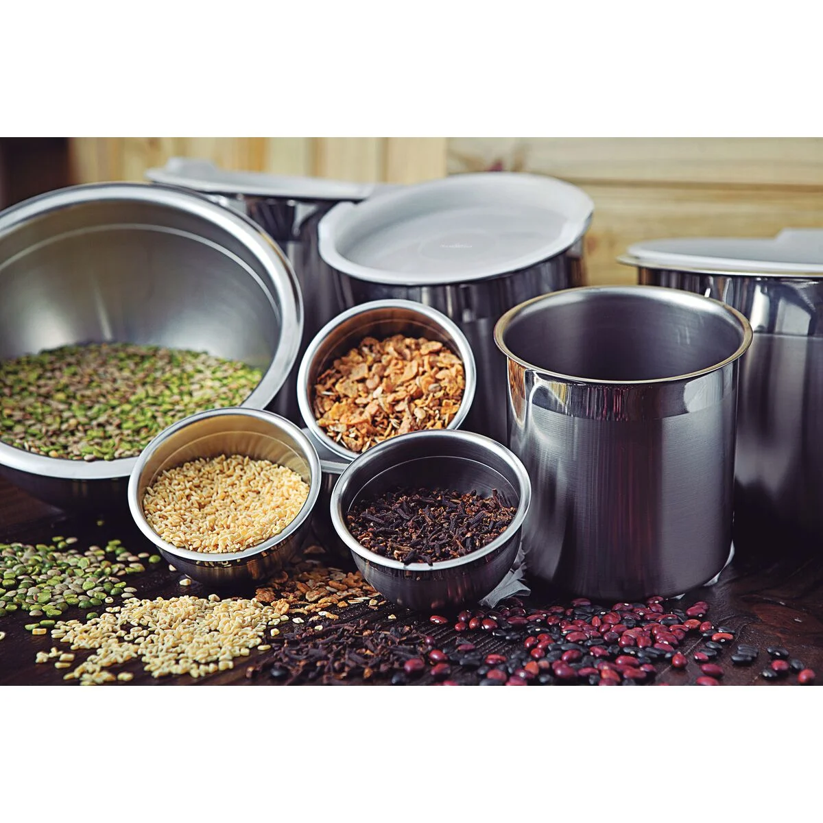 Pote Tramontina Cucina em Aço Inox para Mantimentos com Tampa Plástica 16 cm 3,4 L