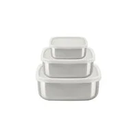 Jogo de Potes Tramontina Freezinox Quadrados em Aço Inox com Tampa Plástica 3 Peças