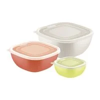 Jogo de Potes Tramontina MixColor em Polipropileno Misto com Tampa Transparente 03 Peças