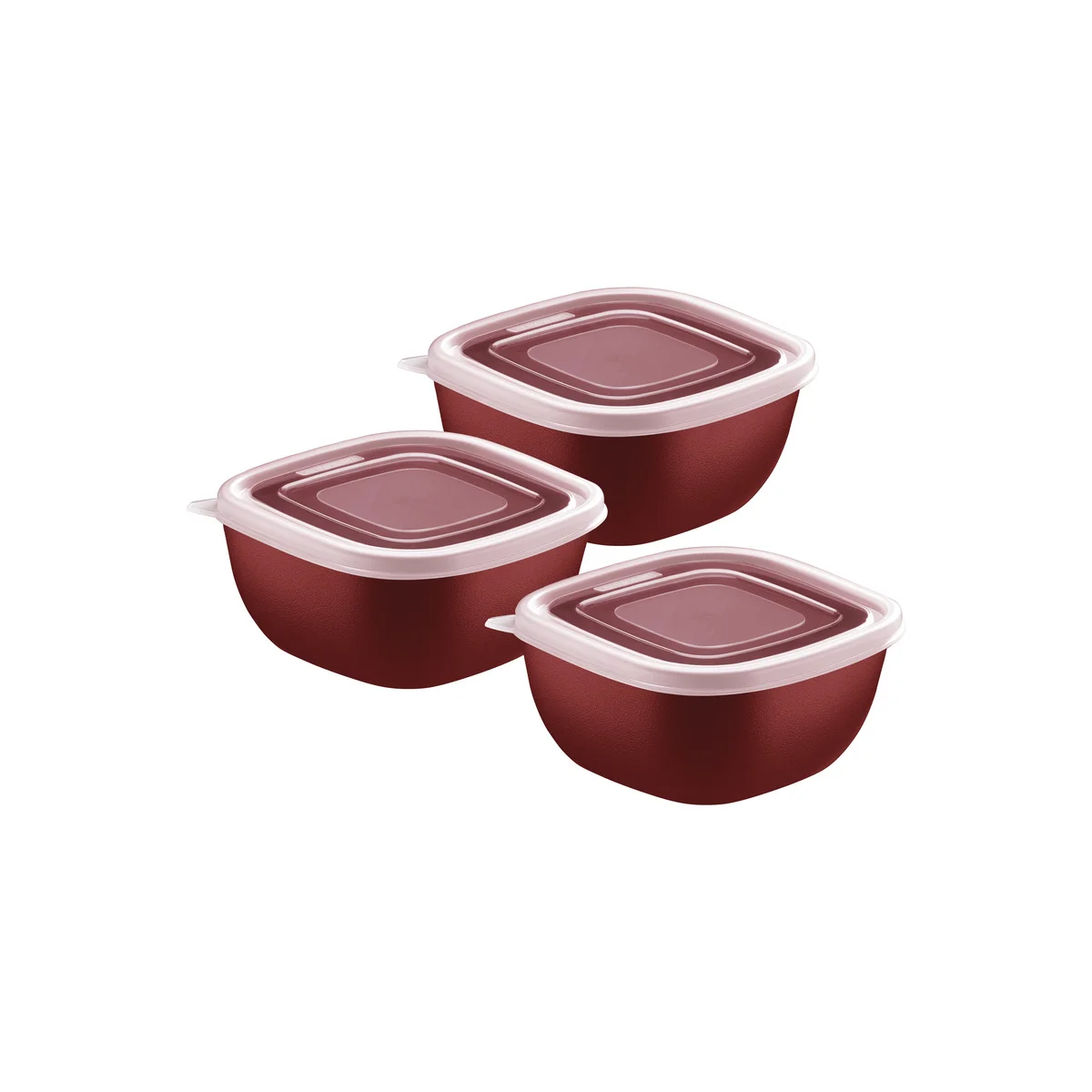 Jogo de Potes Tramontina MixColor em Polipropileno Vermelho com Tampa Transparente 300 ml 3 Peças