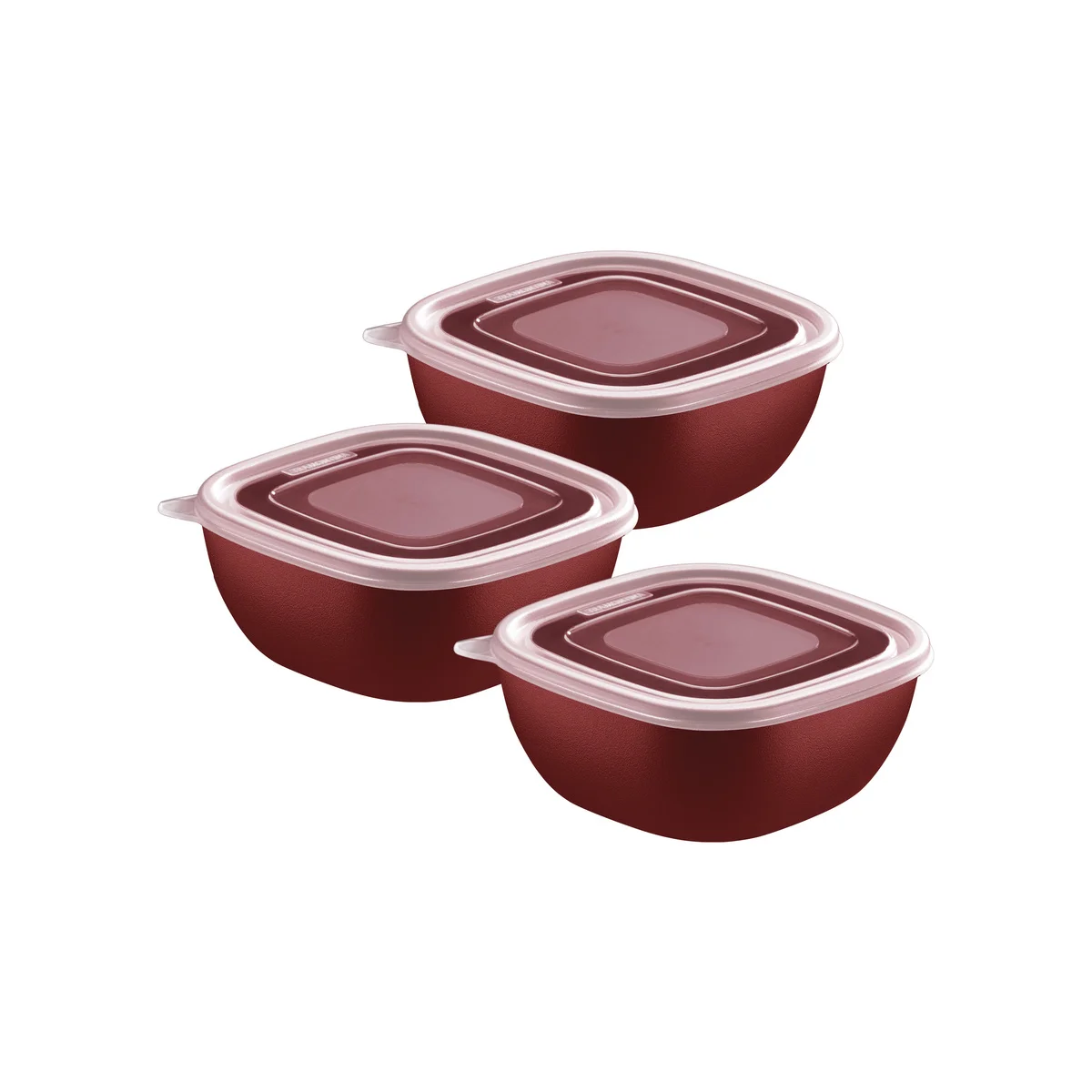 Jogo de Potes Tramontina MixColor em Polipropileno Vermelho com Tampa Transparente 600 ml 3 Peças