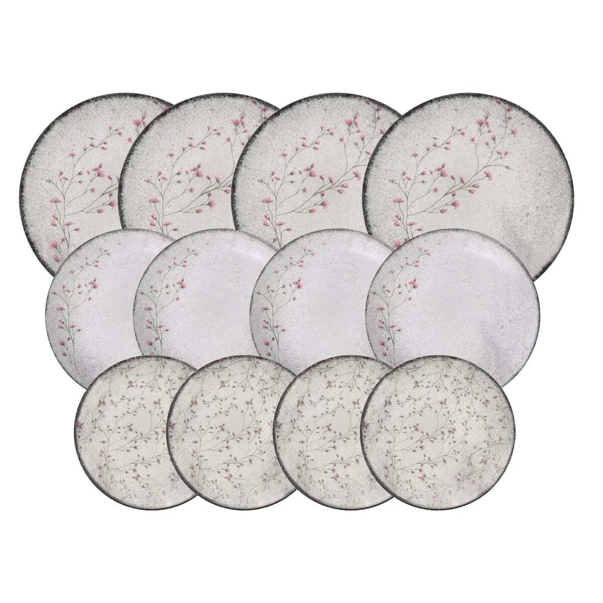 Jogo de Pratos Tramontina Floralis em Porcelana Decorada 12 Peças