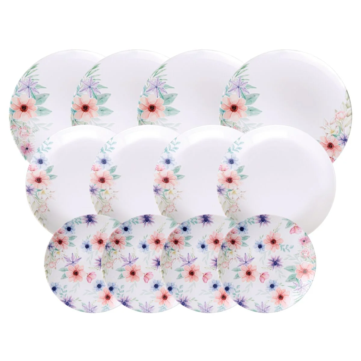 Jogo de Pratos Tramontina Floratta em Porcelana Decorada 12 Peças