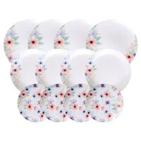 Jogo de Pratos Tramontina Floratta em Porcelana Decorada 12 Peças