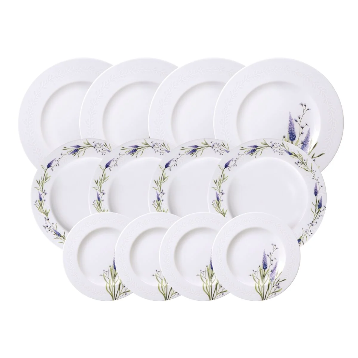 Jogo de Pratos Tramontina Lilla em Porcelana Decorada 12 Peças