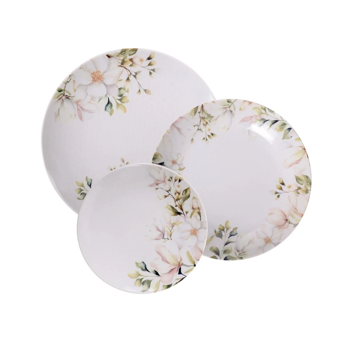 Jogo de Pratos Tramontina Magnólia em Porcelana Decorada 12 Peças