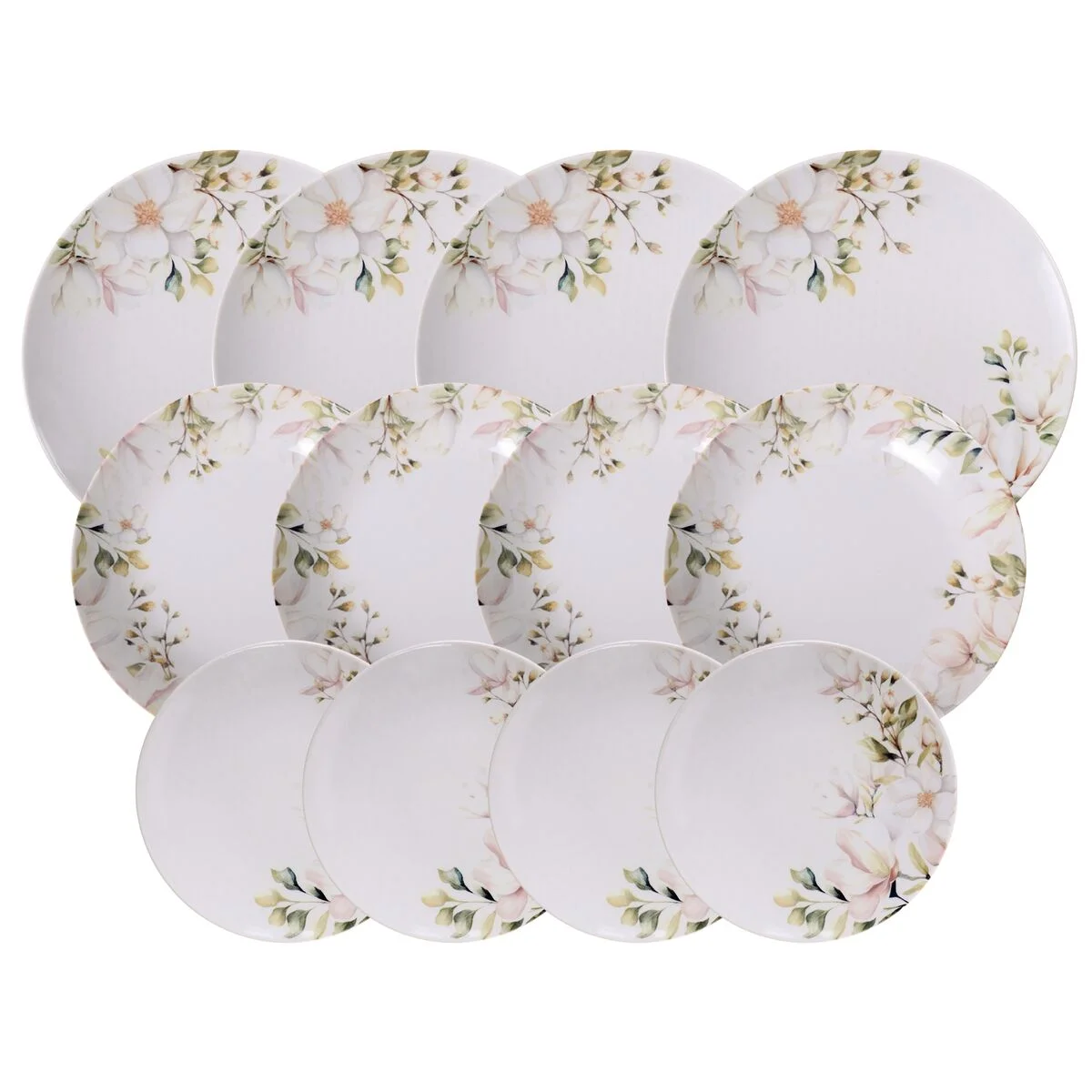 Jogo de Pratos Tramontina Magnólia em Porcelana Decorada 12 Peças