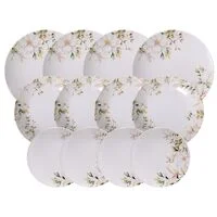 Jogo de Pratos Tramontina Magnólia em Porcelana Decorada 12 Peças