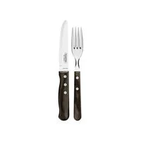 Jogo de Talheres Jumbo Tramontina Churrasco com Lâminas em Aço Inox e Cabos de Madeira Polywood Castanho 12 Peças