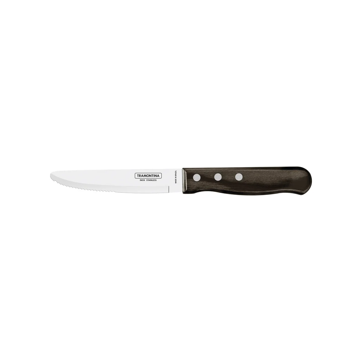 Jogo de Talheres Jumbo Tramontina Churrasco com Lâminas em Aço Inox e Cabos de Madeira Polywood Castanho 12 Peças