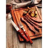 Jogo de Talheres Jumbo Tramontina Churrasco com Lâminas em Aço Inox e Cabos de Madeira Polywood Vermelho 12 Peças