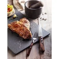 Jogo de Talheres Jumbo para Churrasco Tramontina em Aço Inox com Cabo Castanho Polywood 4 Peças