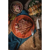 Jogo de Talheres Jumbo para Churrasco Tramontina em Aço Inox com Cabo Castanho Polywood 4 Peças