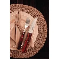 Jogo de Talheres Jumbo para Churrasco Tramontina em Aço Inox com Cabo Vermelho Polywood 4 Peças