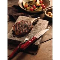 Jogo de Talheres para Churrasco Jumbo Tramontina em Aço Inox com Cabo Vermelho Polywood 12 Peças