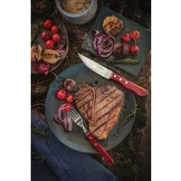 Jogo de Talheres Jumbo para Churrasco Tramontina em Aço Inox com Cabo Vermelho Polywood 4 Peças