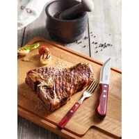 Jogo de Talheres para Churrasco Jumbo Tramontina em Aço Inox com Cabo Vermelho Polywood 12 Peças
