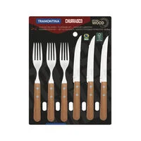 Jogo de Talheres Tramontina Churrasco com Lâminas em Aço Inox e Cabos de Madeira Natural 12 Peças