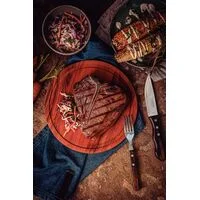 Jogo de Talheres para Churrasco Jumbo Tramontina em Aço Inox com Cabo Castanho Polywood 12 Peças