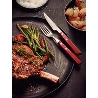 Jogo de Talheres para Churrasco Tramontina em Aço Inox com Cabo Vermelho Polywood 12 Peças