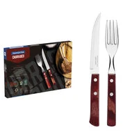 Jogo de Talheres para Churrasco Tramontina em Aço Inox com Cabo Vermelho Polywood 12 Peças