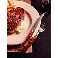 Jogo de Talheres para Churrasco Tramontina em Aço Inox com Cabo Vermelho Polywood 12 Peças