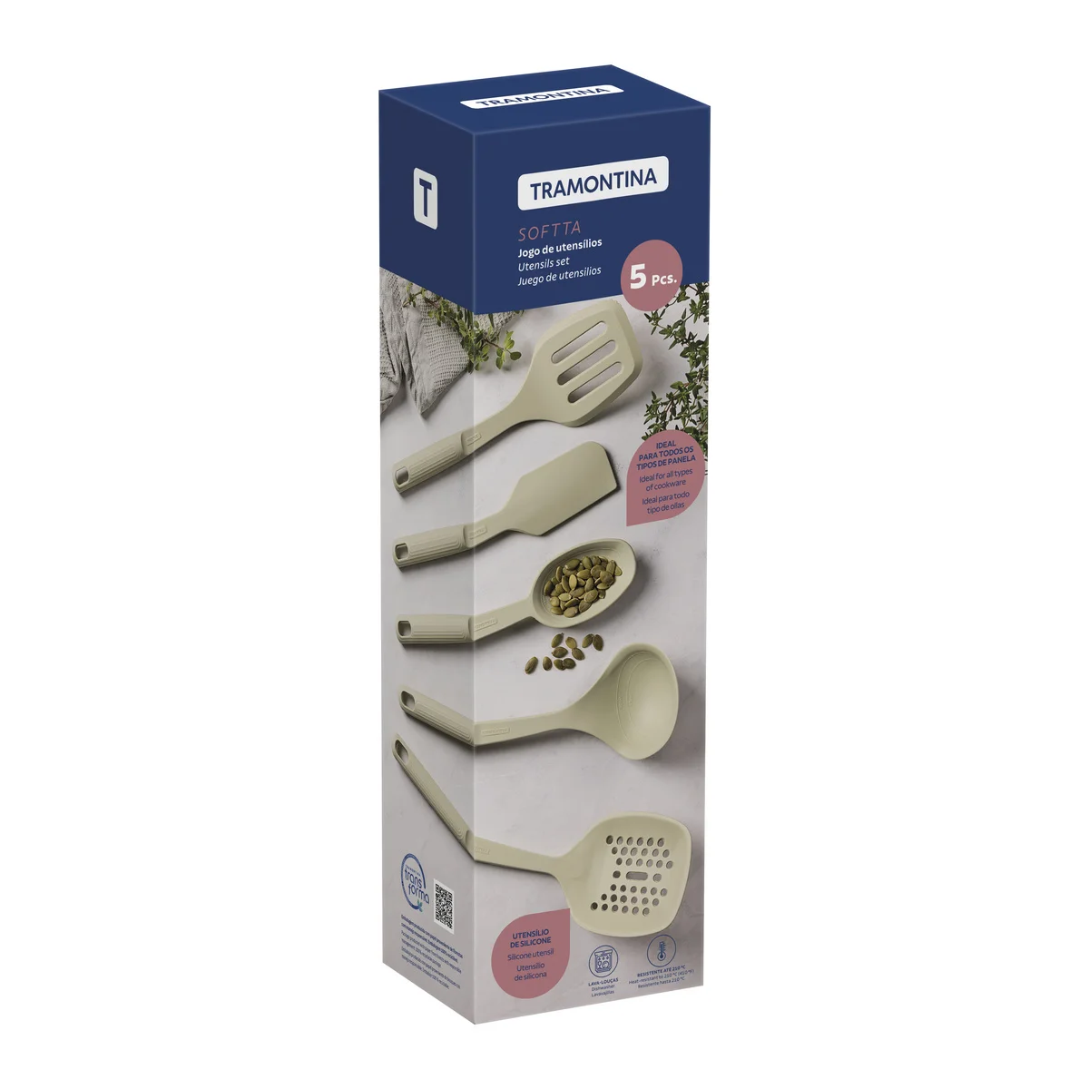 Jogo de Utensílios Tramontina Softta em Silicone Verde 05 Peças