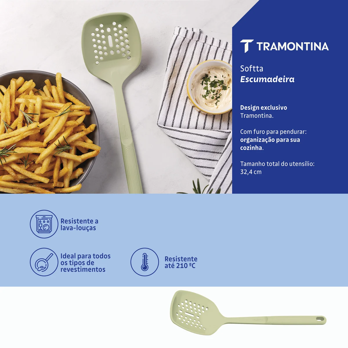 Jogo de Utensílios Tramontina Softta em Silicone Verde 05 Peças