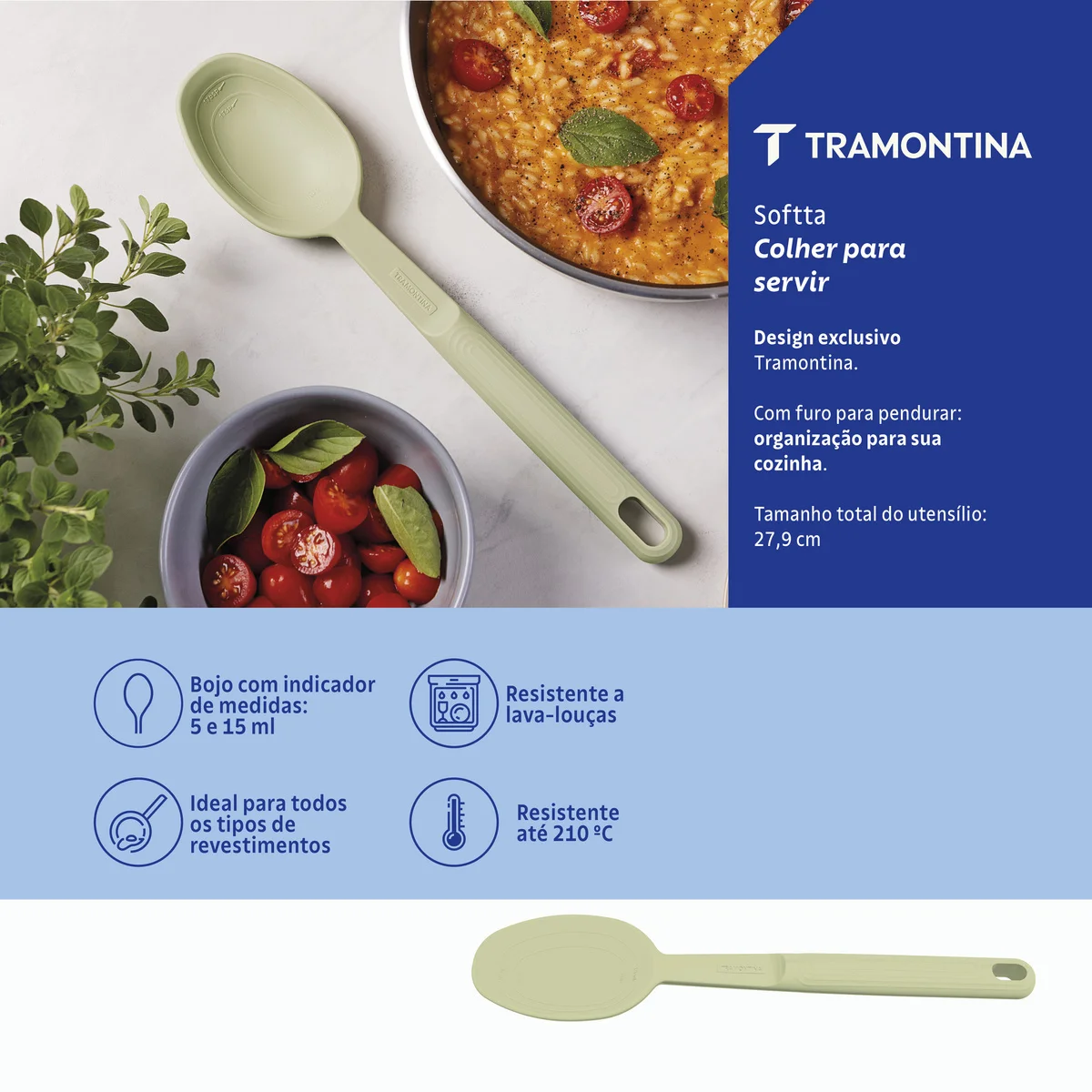 Jogo de Utensílios Tramontina Softta em Silicone Verde 05 Peças