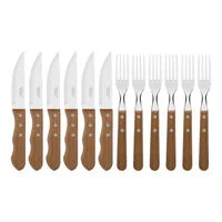 Jogo para Churrasco Tramontina Dynamic com Lâminas em Aço Inox e Cabos de Madeira Natural 12 Peças