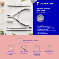 Jogo para Cutículas e Pinça Tramontina em Aço Inox 4 Peças