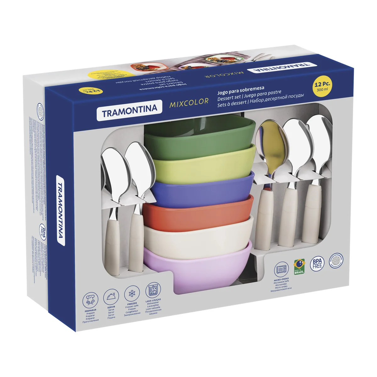 Jogo para Sobremesa Tramontina MixColor em Polipropileno Misto 12 Peças