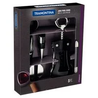 Jogo para Vinhos Tramontina Harmoniza em Aço Inox e Polipropileno Preto 5 Peças