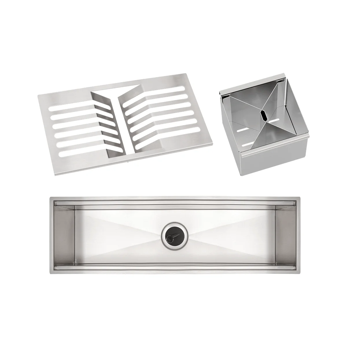 Kit Canal Organizador de Sobrepor Tramontina Inox Acetinado com Escorredor e Porta-talheres 45x18cm