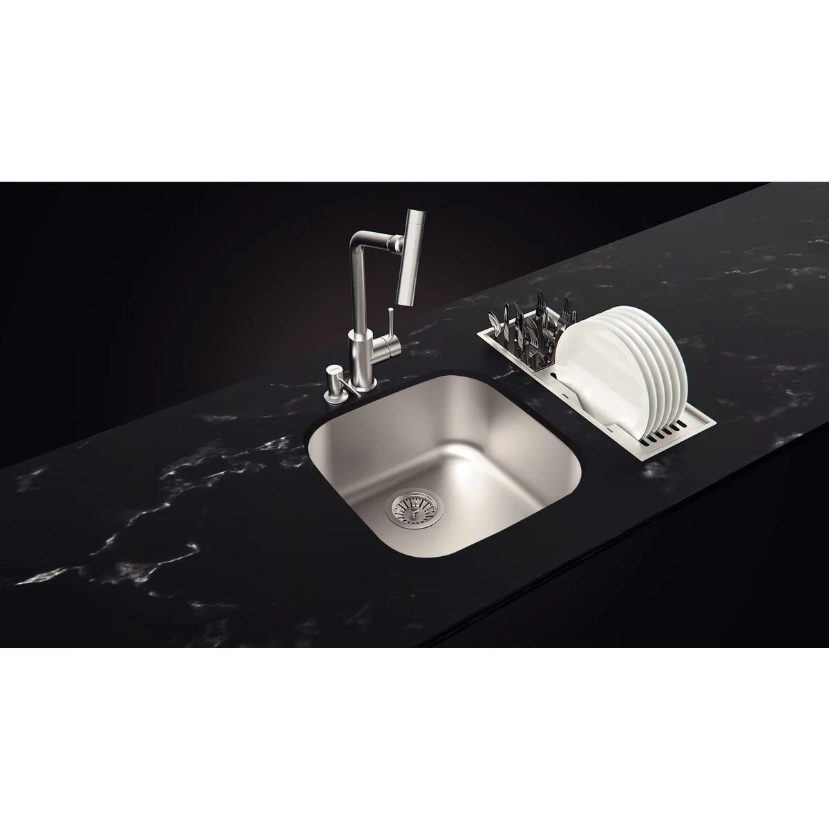 Kit Canal Organizador de Sobrepor Tramontina Inox Acetinado com Escorredor e Porta-talheres 45x18cm