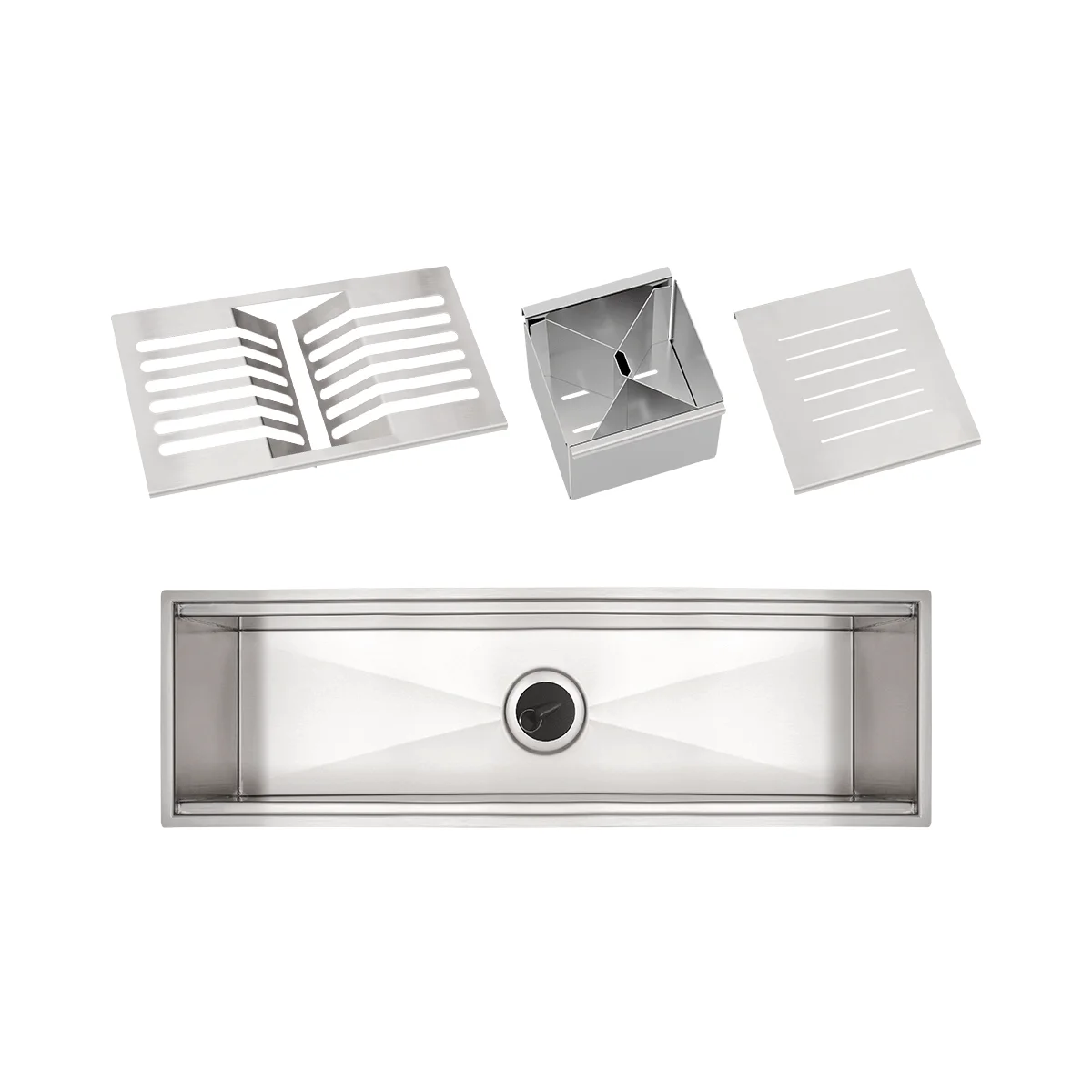 Kit Canal Organizador de Sobrepor Tramontina Inox Acetinado com Escorredor e Porta-talheres 60x18cm