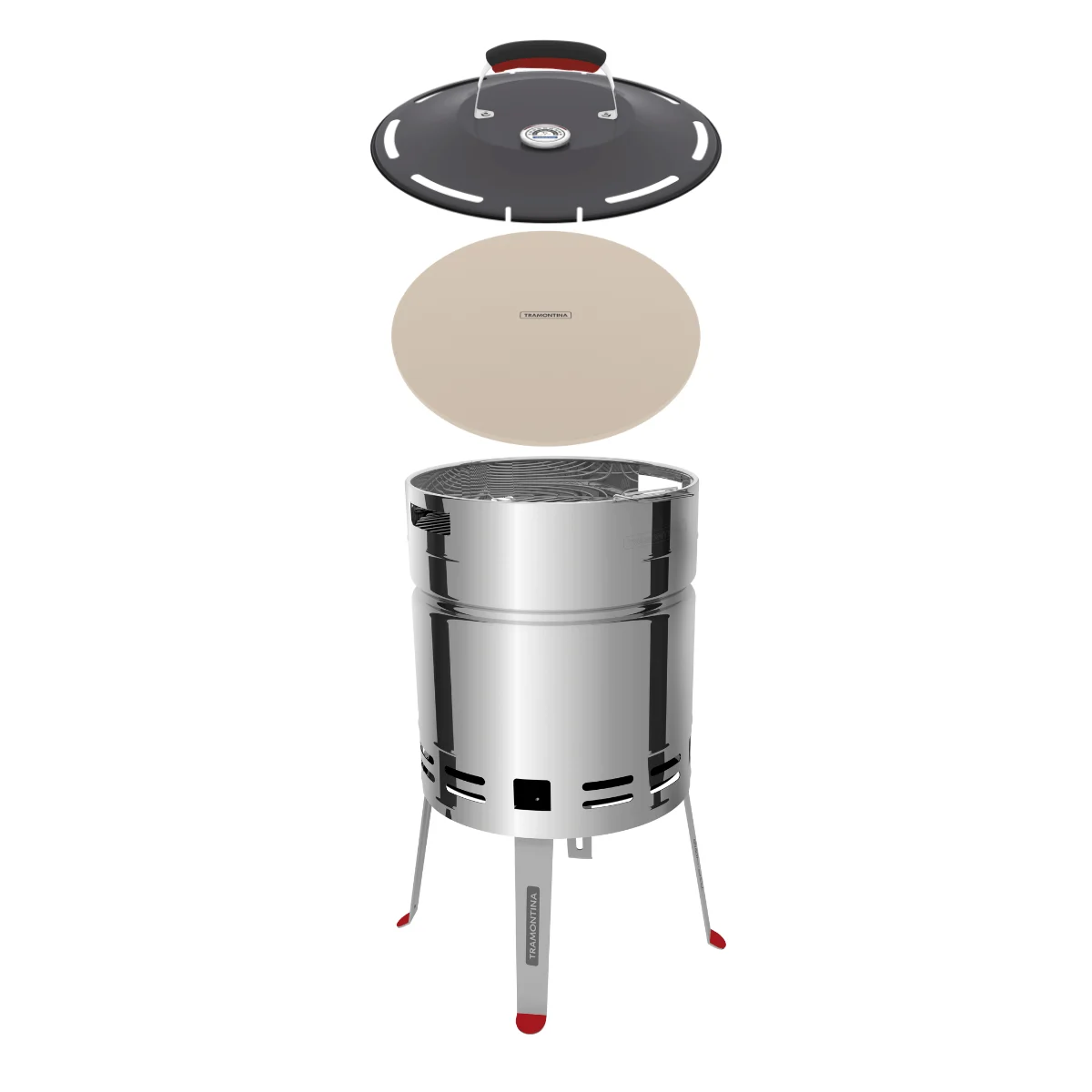 Kit Churrasco Tramontina Churrasqueira TCP 400 com Tampa e Pedra para Pizza