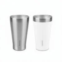 Kit Copos Térmicos Tramontina Exata em Aço Inox e Branco 550ml 2 Peças